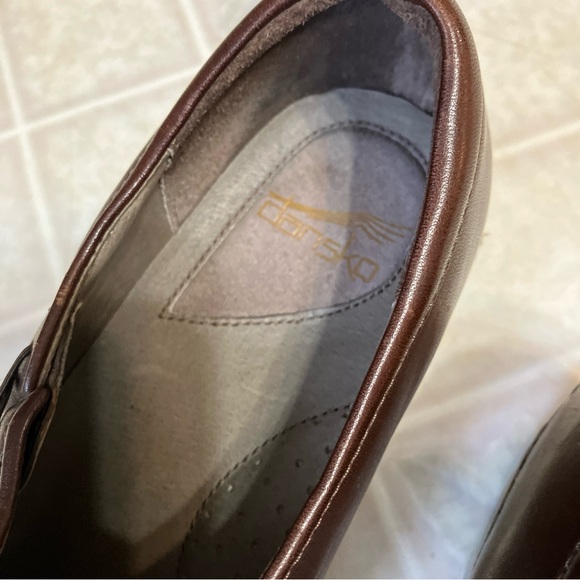 Dansko Stacie Clogs Brown Stitch Sides Block Heel leather 9837457800 size 41 - Picture 5 of 9